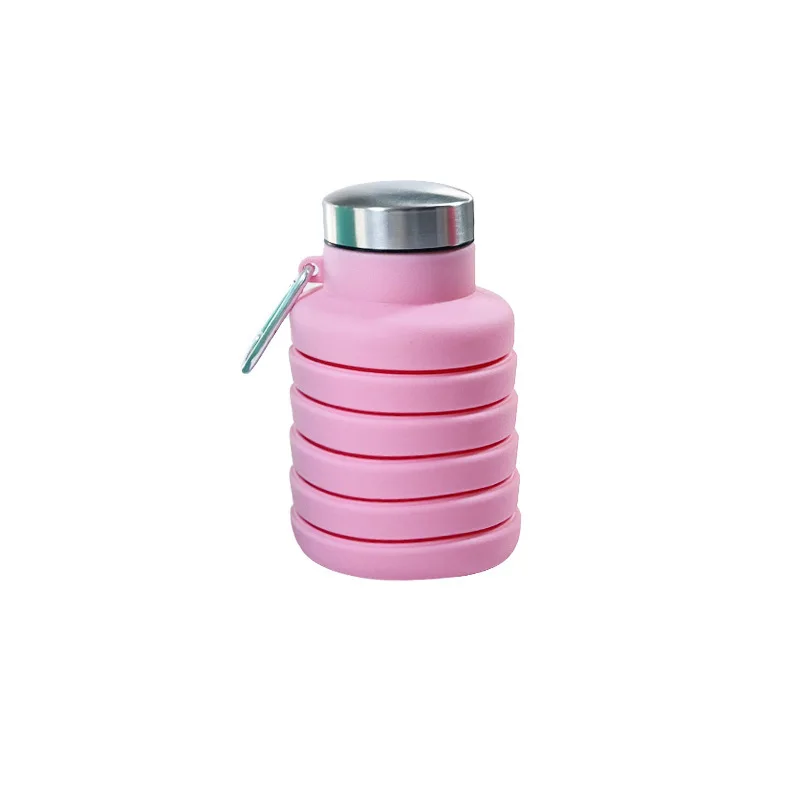 wholesale FoodGrade Silicone Metal Water Bottle Collapsible Safe Materials Sport Milk Bottles Outdoor Travelling Portable Bottle