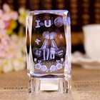 Heart Heart Decorative 3d Etched Crystal Photo Frames For Wedding Souvenir Gifts