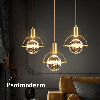 Nordic Crystal copper LED Pendant Lights Indoor Lighting For Home Hanging Lamp Living Room Stairs Modern Luxurious Decoration
