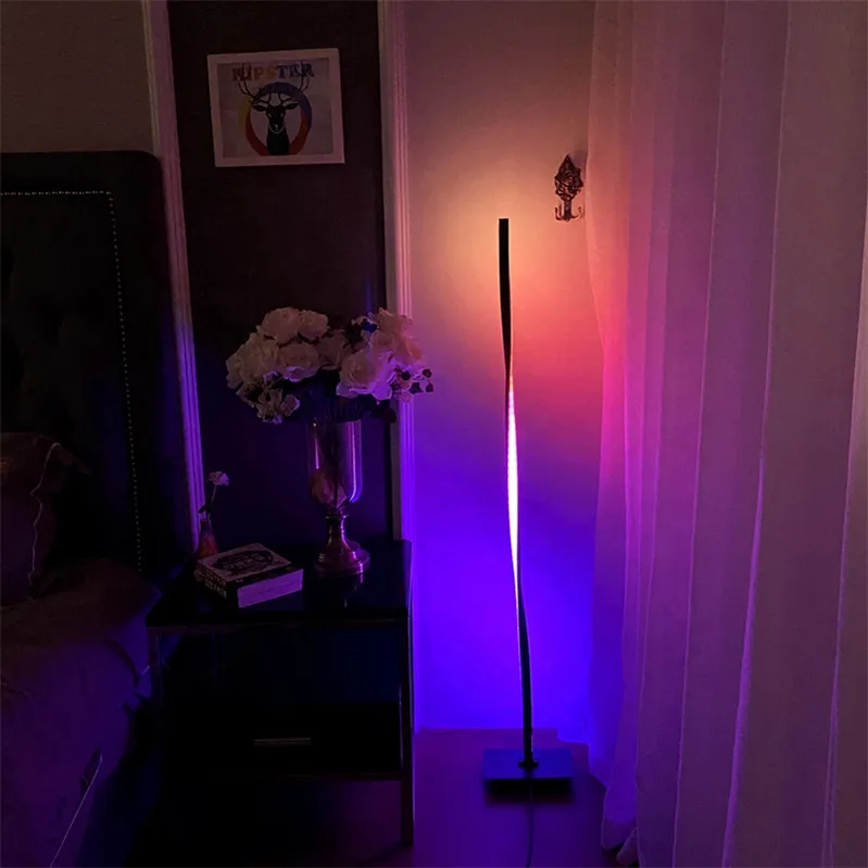 Modern Hot Selling Rgb Color Changing Floor Light Aluminum Simple Curved Bedroom Twisted Led Standing Floor Lamp - Buy Metal Lamp,Rgb Floor Lamp,Minimal Floor Lamp Product on Alibaba.com