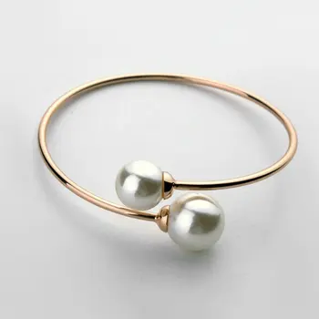 Fashionable beauty opening pearl bangle bracelet for bride wholesale
