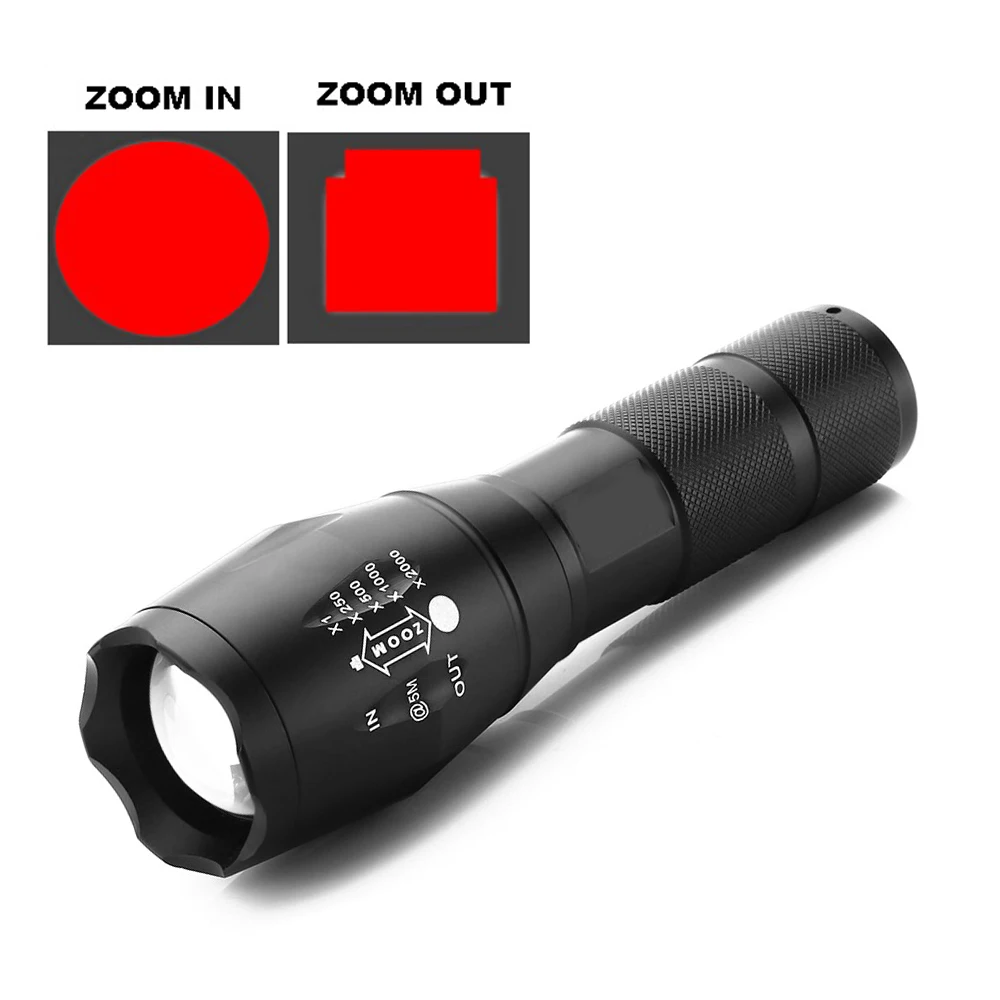 Zoom 660nm Red LED Flashlight 5 Mode Pilots Read Star Charts Red Light Torch