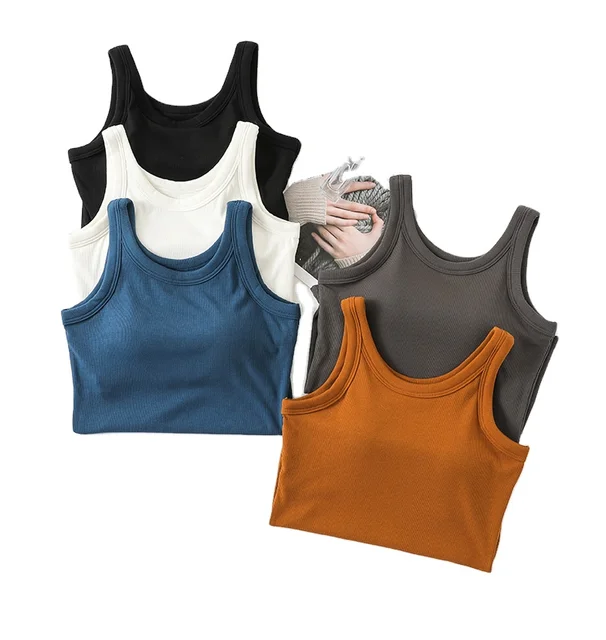 Thermal vest Threaded elastic chest pad one-piece solid color all-in-one vest with top and bottom suspender thermal underwear