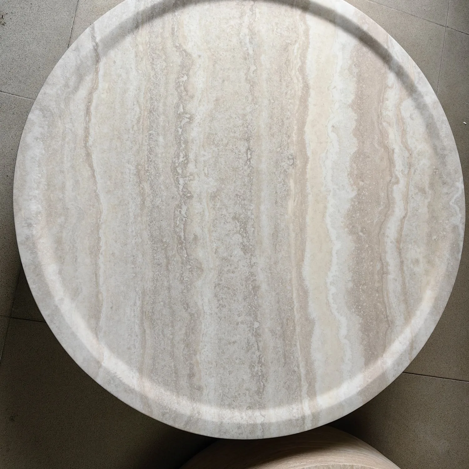 product contemporary wabi sabi style round natural travertine marble coffee and tea table for living room-4