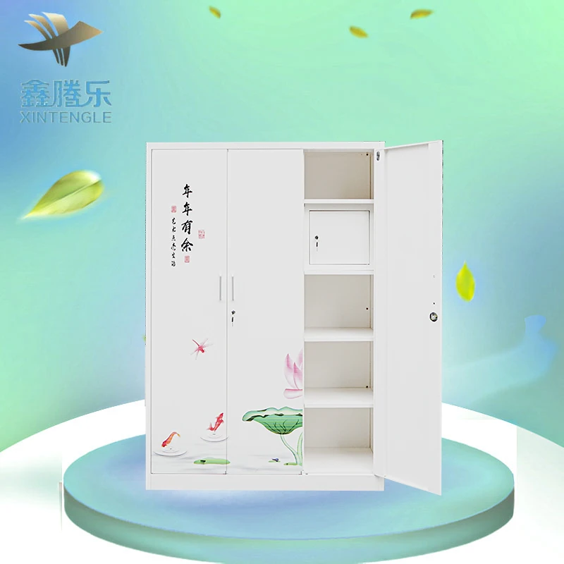 Customized Modern Indonesian Bedroom Furniture 3-Door Clothing Locker Steel Closet Storage for House Living Room Metal Wardrobes