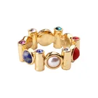 Finger Ring Retro Ring Hot Selling Color Stone Retro Fashion Index Finger Ring Set For Woman