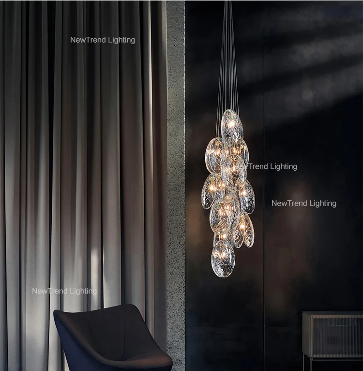 CPL-282 Modern Art Design Indoor Decoration Chandelier Villa Apartment Living Room Staircase Glass LED Pendant Light details