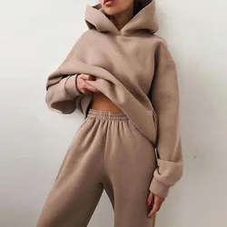 Ying Tang Custom Autumn Winter New Style Women Fashion Casual Hoodie Sweatpants Two-piece Set Without Strings OEM/ODM