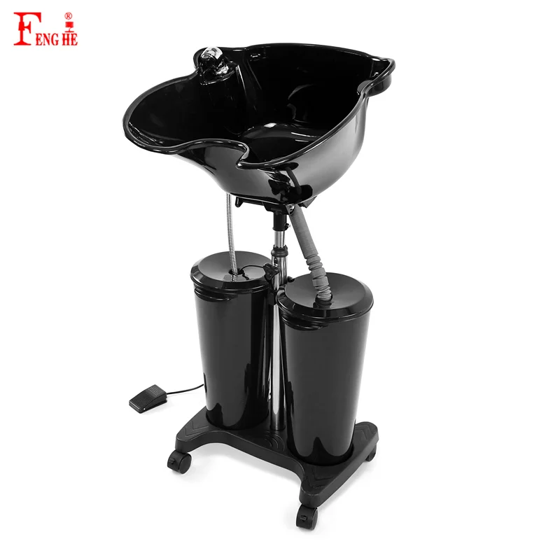 Professional Salon equipment adjustable  portable shampoo basin with universal wheels