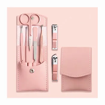 Rose Gold PU 16 piece Pedicure Manicure Set Stainless Steel Nail Tools Kit 16Pcs Pink Professional Nail Clippers Set with PU Bag