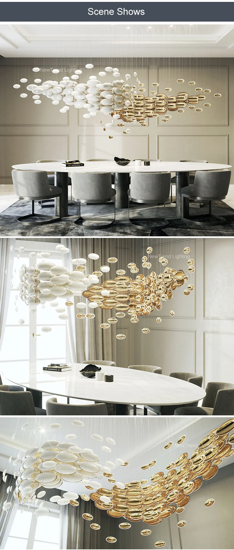 CPL-162 Contemporary Design Indoor Decoration Lighting Dining Room Staircase Custom LED Chandelier Pendant Light factory