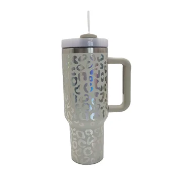 Quencher Tumbler H2.0 Leopard print Stainless Steel Vacuum Insulated Tumbler with Lid for Iced Beverages Handgrip Vacuum Flasks