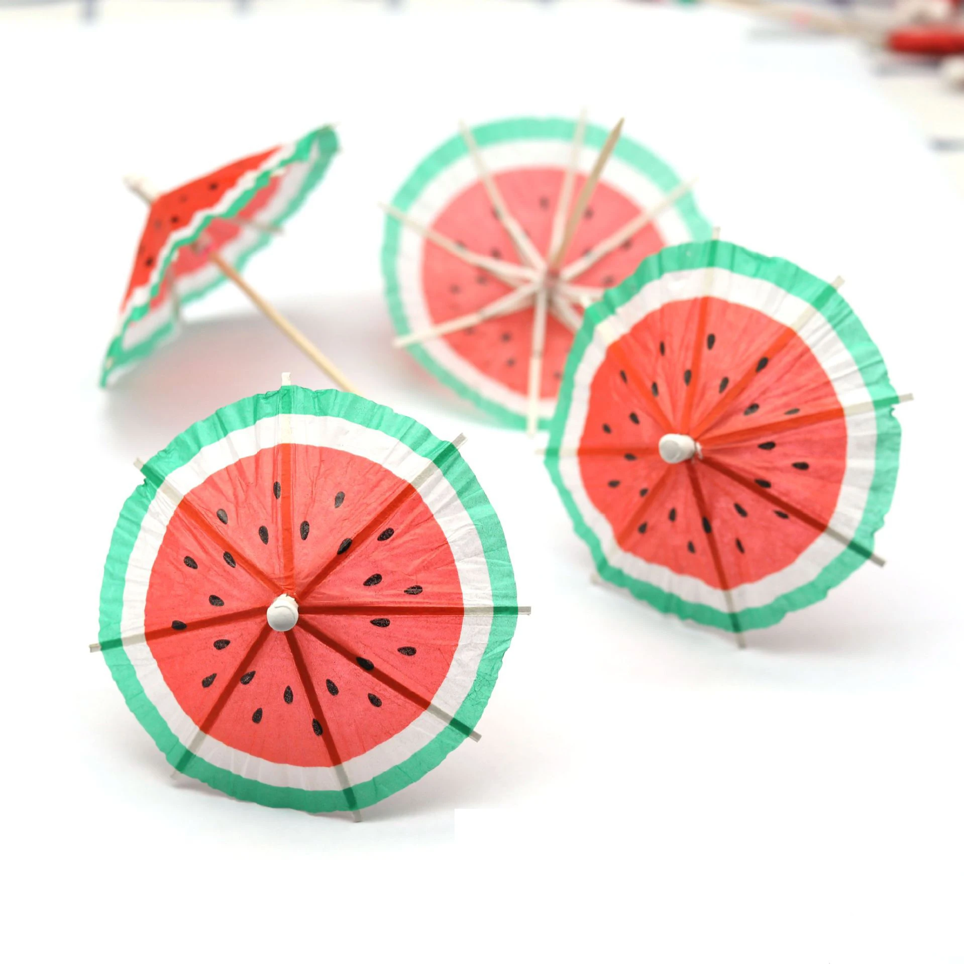 DD1618  Watermelon Shape Mini Paper Parasols Toothpicks 50PCS Party Fruits Cupcake Toppers Cocktail Drink Umbrella Picks