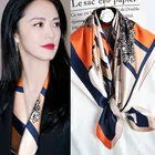 Hijab 2020 Fashion FENNYSUN 90x90 Square Large Satin Horse Orange Modest Scarf Ladies Printed Scarves Hijab