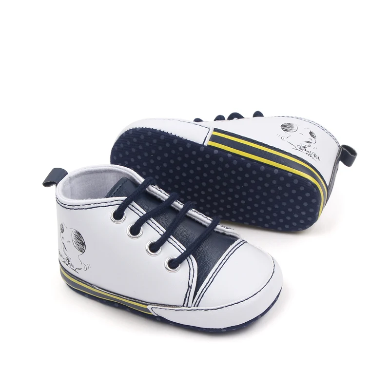 0-12 Months PU Leather Canvas Casual Baby Shoes Lace-up Toddler Shoes manufacture