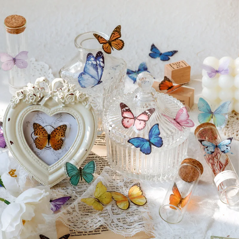 Wholesale 40 Pcs purple Butterfly PET Transparent Decorative for cake topper wedding party supplies