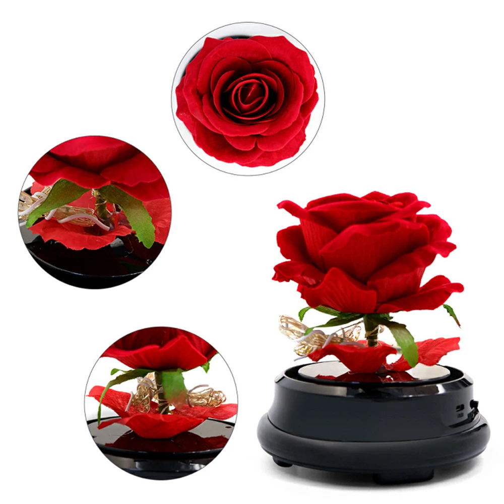 EE098 Home Decor Valentine Infinity Rose Lamp Gift Led Light String Forever Rose Flower Glass Dome Artificial Flower Lamp Gifts