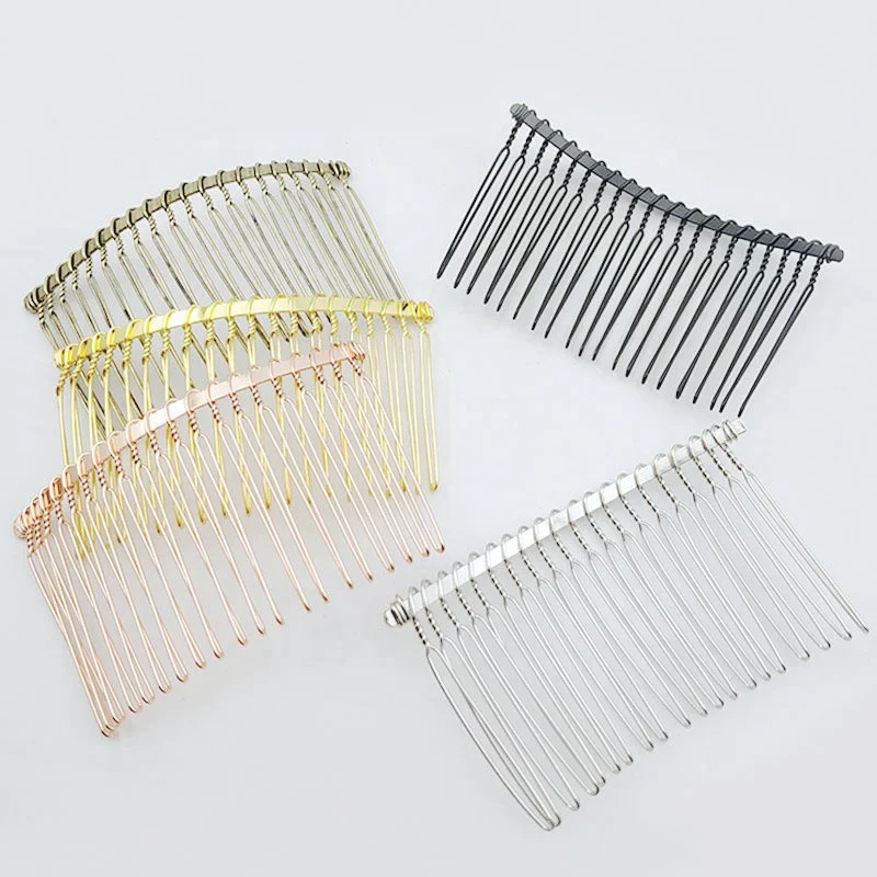 Wedding veil comb DIY twisted wire metal comb silver tone 