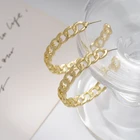 Gold Earrings Earrings Chain Hoop Earrings 18K Gold Plated Custom Big Cuban Chain Link Hoop Earrings