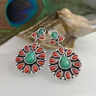 Earrings Unique Natural Southwest Fantastic Turquoise Cluster Dangle Earrings