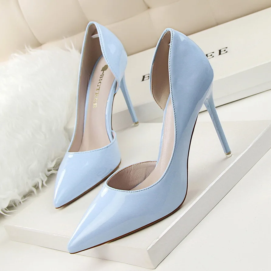 10.5cm Heel women's shoes for wedding stiletto super high-heeled satin shallow mouth pointed sexy thin women's shoes