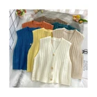 Women Vest 2021 New V-neck Women Loose Waistcoat Cropped Knit Bottoming Knitted Sweater Vest Women