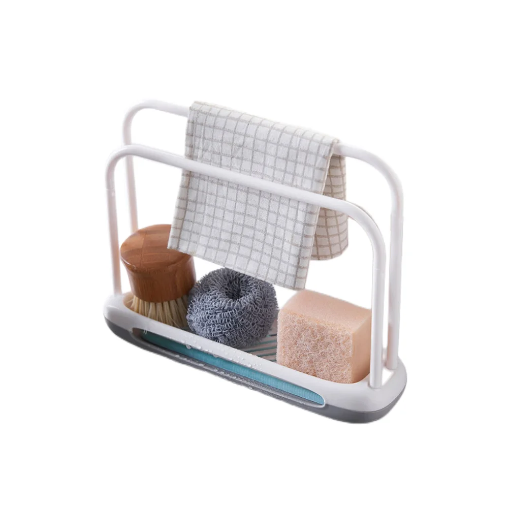 Removable White Kitchen Sink Dish Cloth Holder Drying Rack Soap Organizer