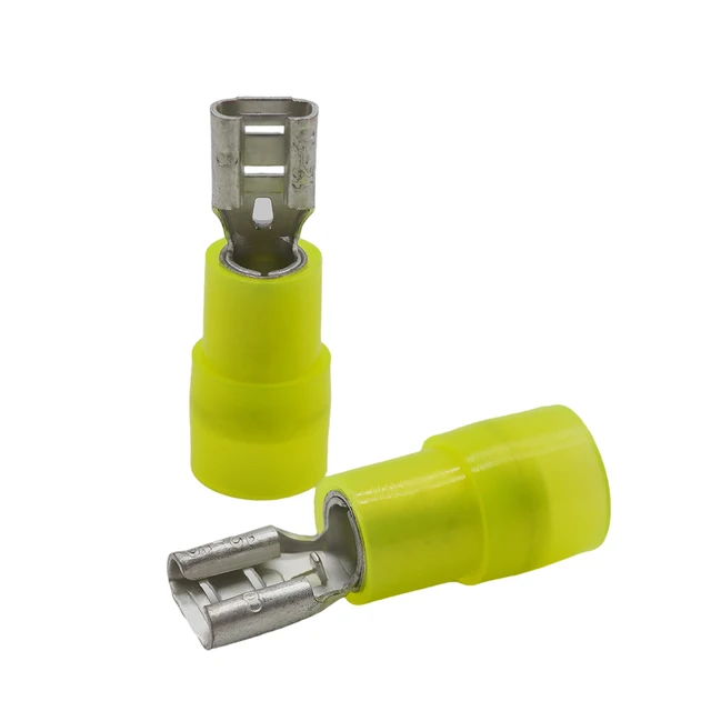 Male Nylon-Insulated Wire Connector Fully Insulated Double Crimp Female Disconnects Electrical Spade Crimp Terminal Terminals