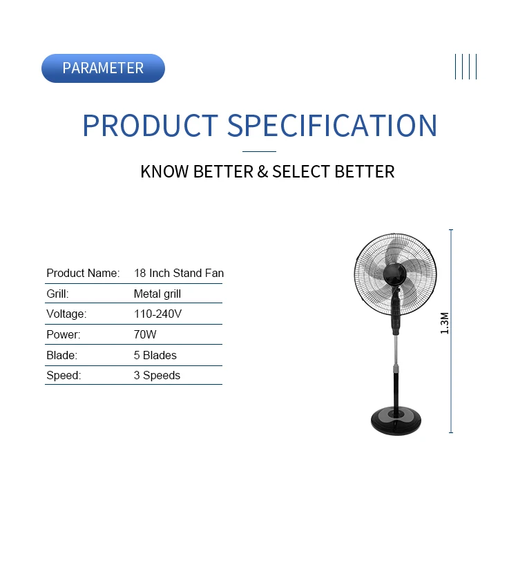 Quality Stand Electric Fan, Portable, Metal - detail 16