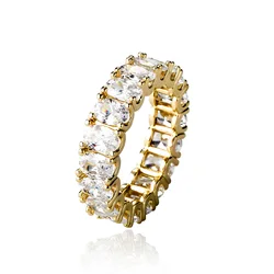 2021 Trendy Oval Zircon Ring 8mm Silver Gold Hip Hop Rings Jewelry Women