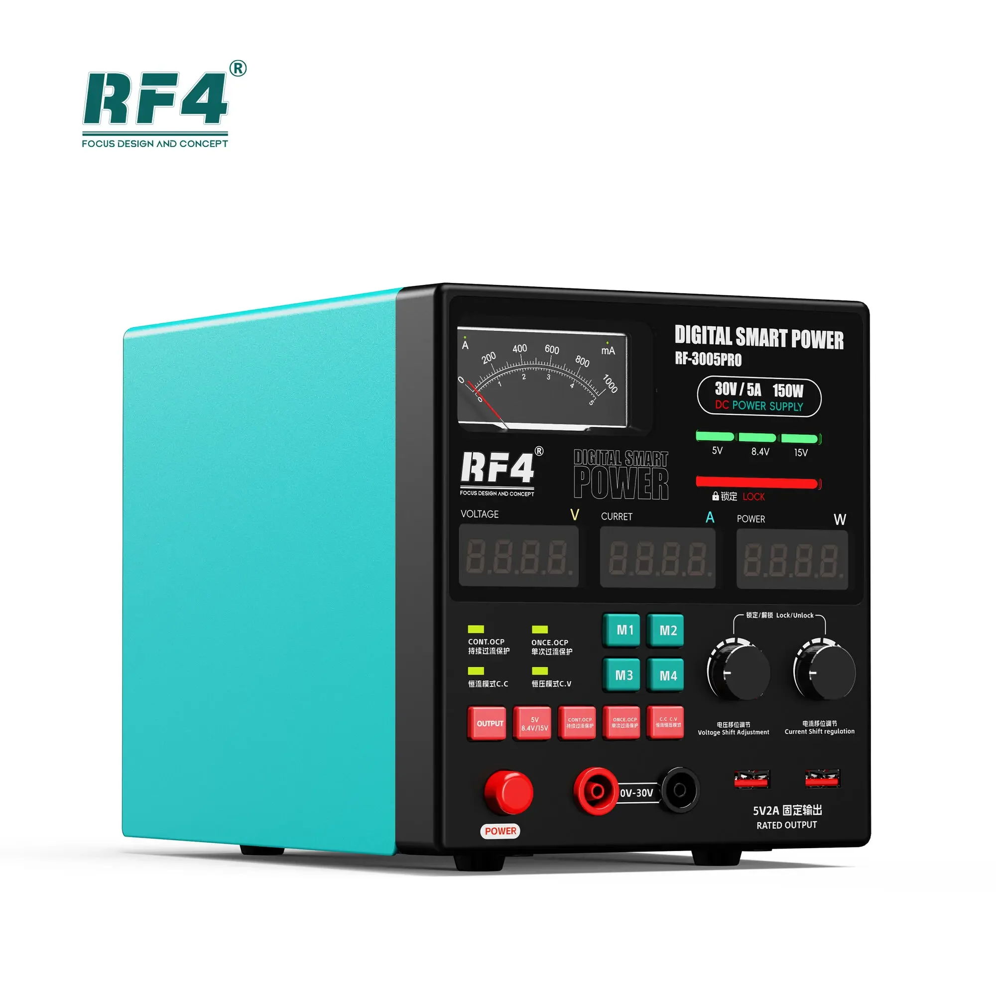 RF4 RF-3005D/RF-3005PRO 150W 30V 5A DC Regulated Digital Smart Multifunctional Power Supply Regulator Phone Sensing Automatic