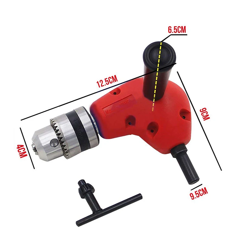 3/8" Right Angle Drill Attachment 90 Degree Keyless Handle Adaptor Corner Chuck 