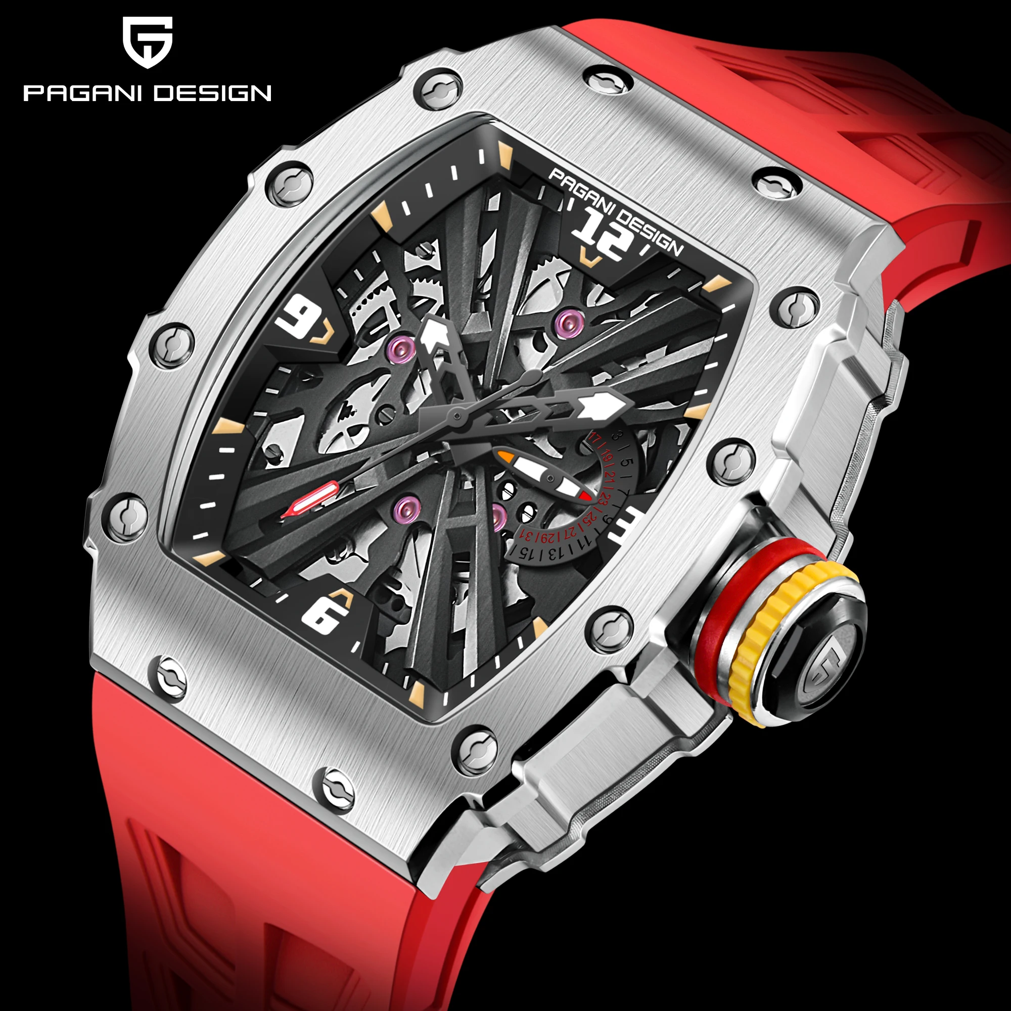 PAGANI DESIGN 1738 Luxo Nova Chegada Logotipo Personalizado Fábrica Atacado À Venda Promocional Homens Relógio De Quartzo com Pulseira De Silicone