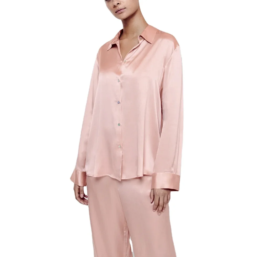 Women Pajamas Silk Robe Pink Silk Pajamas Wholesale Silk Pajamas High Quality Wholesale Custom Satin for Women Woven Adults