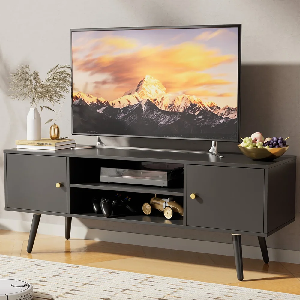 Modern TV Stand Wooden Storage Credenza for 53.1\" TVs for Home & Hotel Living Room Furniture details