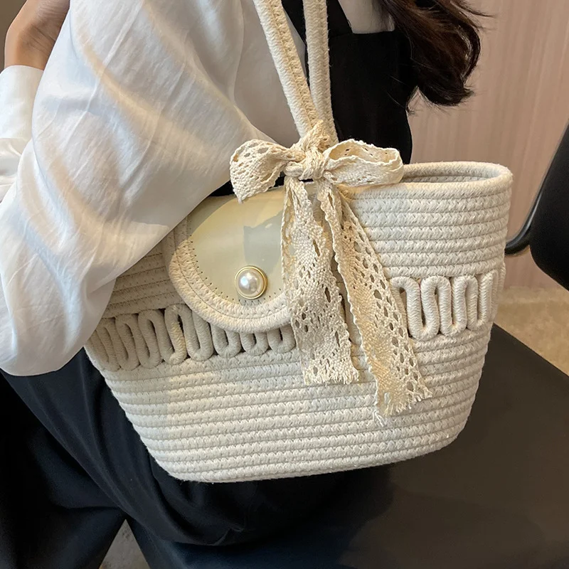 HUAYI  Cotton rope braided color customized Hand-woven bag