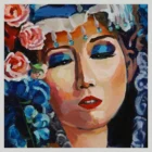 High Art Modern Abstract Lady With Flower High Quality Hand Painted And Canvas Print Wall Art