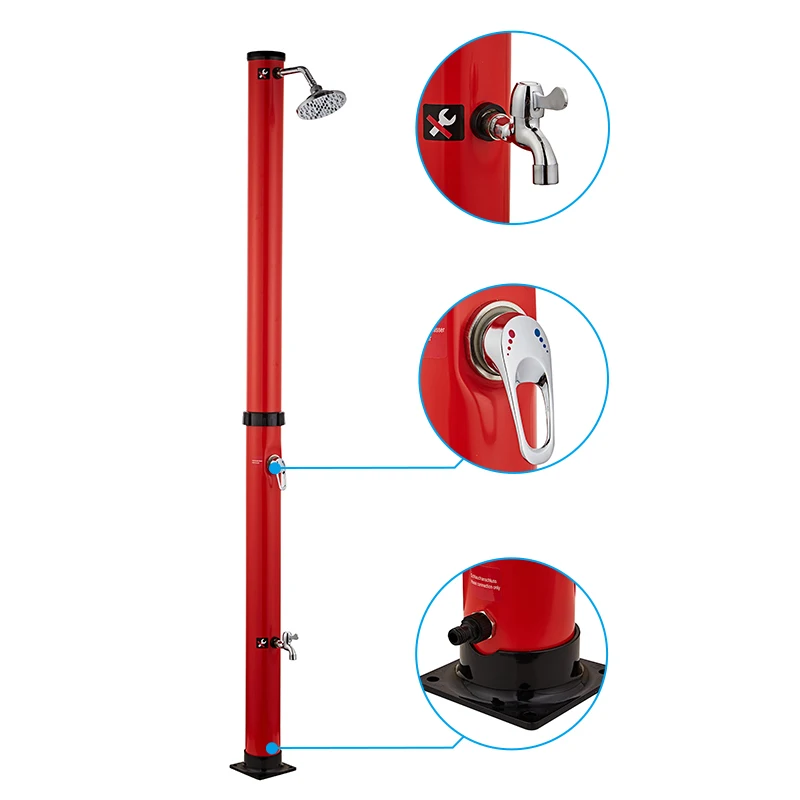 Red Shower Portable Outdoor Beach Solar Portable Shower Column