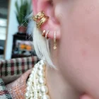 Gold Zircon Hoop Earrings For Women Gemnel Silver 18k Gold Popular Drop Zircon Star Hoop Earrings For Women