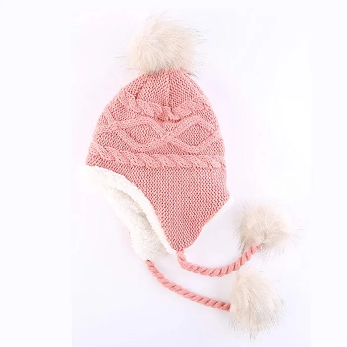 Home Prefer Girls Sherpa Earflaps Hat Kids Winter Hat Beanie Fuzzy Peruvian Hat 