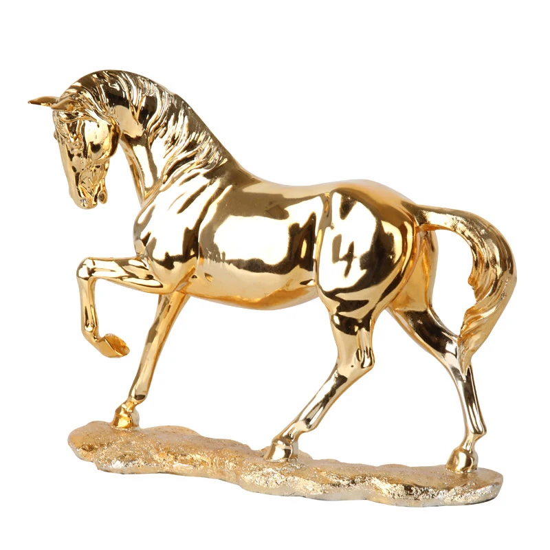 Metal Horse Sculpture Decor Home Office Horse Statue Crafts Ornaments 