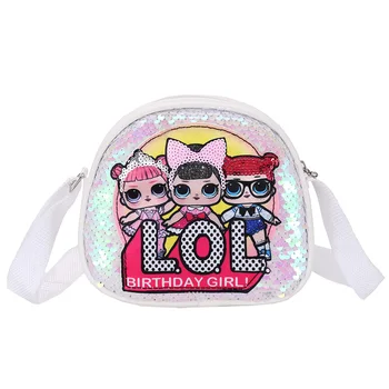 New Doll girls messenger bag fashion small sequin princess bag cute cartoon one shoulder little girl bag