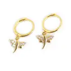Silver Hoop 925 Silver Hoop Earring Dragonfly Shape 1MC Rhodium And Gold Plated