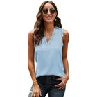 Lace Fashionable Women Sexy V-Neck Top Popular Ladies Solid Color Lace Casual T-Shirt Vest 13 Color