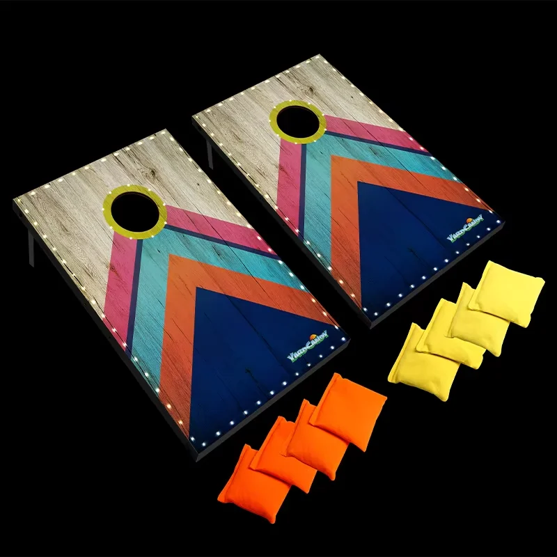Outdoor Cornhole Board Bean Bag Toss Game Set For Kids And Adults With Light