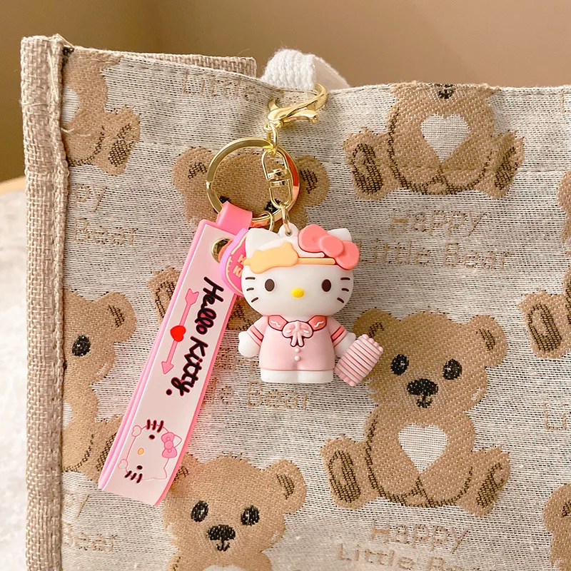 Hot sales 8 colors Custom Llaveros Cartoon 3D Cute Anime Hello kitty Cartoon Car accessories Rubber key chains