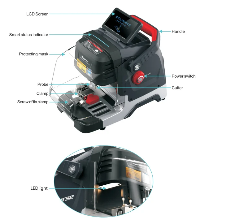 Xhorse Dolphin II XP-005L XP005L Key Cutting Machine for All Key Lost with Adjustable Screen