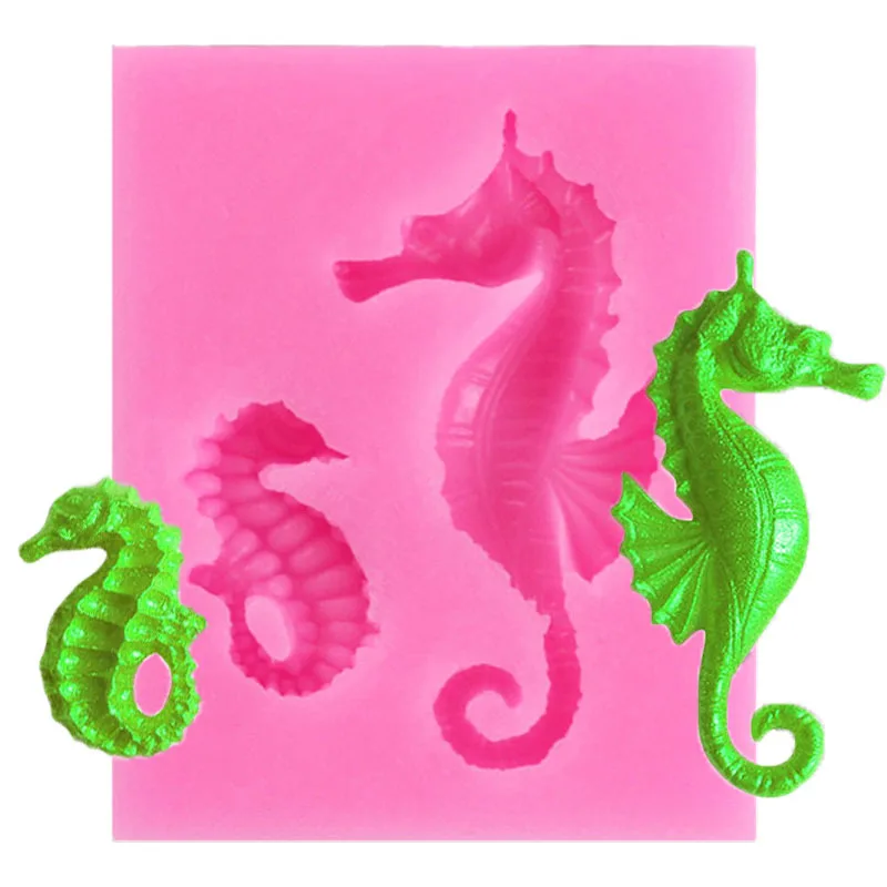 SEA HORSE WITH BABY SUGAR CRAFT SILICONE MOLD FONDANT FOR CAKE COOKIE DECORATION 