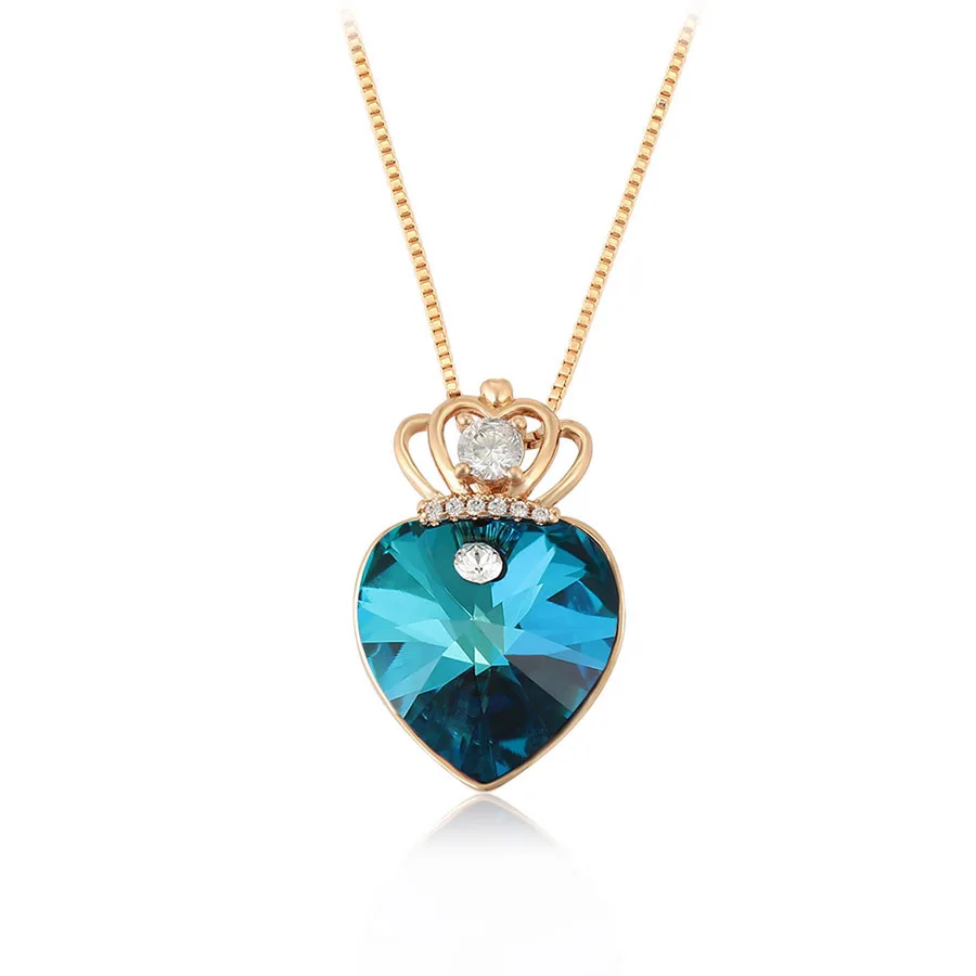 46885 xuping fashion Crystals, Mother's day jewelry crown heart gold color pendant necklaces