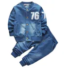 Hot Boy Mudkingdom Hot Selling 76 Long Sleeves Jeans 2pcs Private Label Boutique Kid Boy Denim Clothing Sets